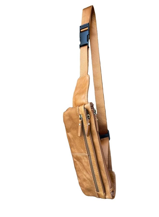 Roma Leathers Vintage Leather Fanny Pack - Premium Light Brown Cowhide Leather Waist Pack - Adjustable Waist Strap - Multi Pocket Belt Bag - Designed in USA - Image 5